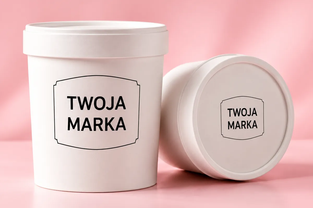 Kubki lodów z etykietą Twoja marka